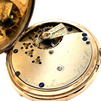 Early Swiss 14K rose gold open faced lever watch Circa 1889
