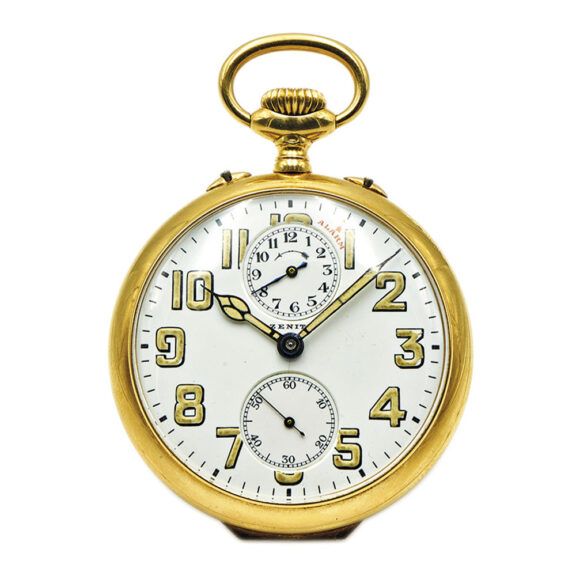 Swiss 18K gold open faced lever watch with alarm Circa 1903