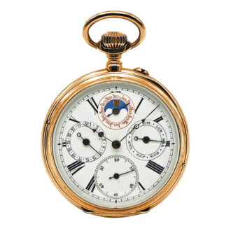 Swiss 18K rose gold cylinder watch with full calendar Circa 1900