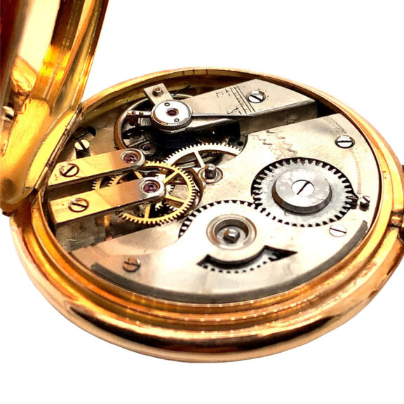 Swiss 18K rose gold cylinder watch with full calendar Circa 1900 Swiss 18K rose gold cylinder watch with full calendar Circa 1900