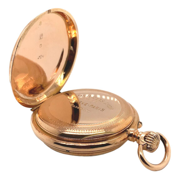 Swiss 18K rose gold cylinder watch with full calendar Circa 1900 Swiss 18K rose gold cylinder watch with full calendar Circa 1900