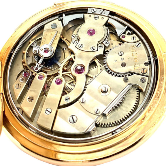 Very fine Swiss 18K gold quarter repeating lever watch Circa 1887 Very fine Swiss 18K gold quarter repeating lever watch Circa 1887