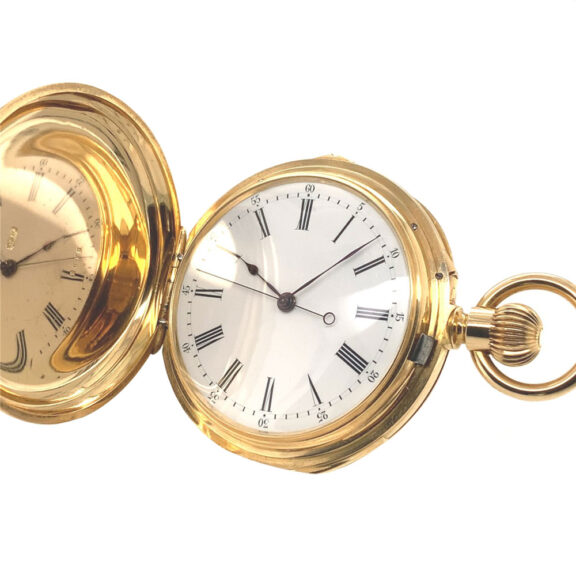 Swiss 18K gold minute repeating centre seconds lever Circa 1883 Swiss 18K gold minute repeating centre seconds lever Circa 1883