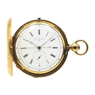 Extraordinary Swiss 18K gold hunting cased lever watch Circa 1885