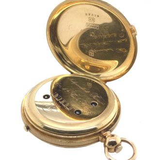 Extraordinary Swiss 18K gold hunting cased lever watch Circa 1885