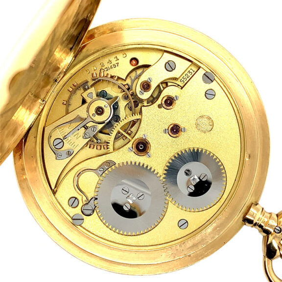 Swiss 18K gold hunting cased lever pocket watch Circa 1914 Swiss 18K gold hunting cased lever pocket watch Circa 1914