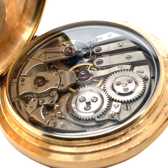Swiss gold hunting cased minute repeating lever Circa 1897 Swiss gold hunting cased minute repeating lever Circa 1897