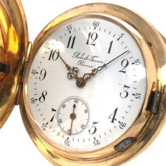 Swiss gold hunting cased minute repeating lever Circa 1897 Swiss gold hunting cased minute repeating lever Circa 1897