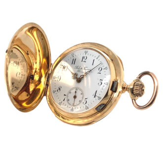 Swiss gold hunting cased minute repeating lever Circa 1897 Swiss gold hunting cased minute repeating lever Circa 1897