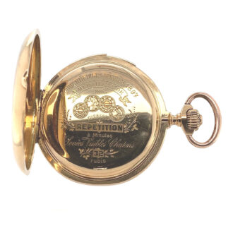 Swiss gold hunting cased minute repeating lever Circa 1897 Swiss gold hunting cased minute repeating lever Circa 1897