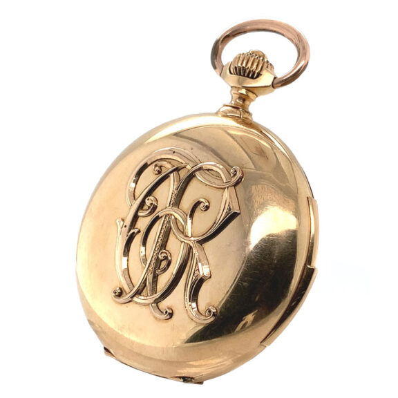 Swiss gold hunting cased minute repeating lever Circa 1897 Swiss gold hunting cased minute repeating lever Circa 1897