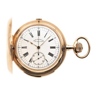 Swiss rose gold minute repeating chronograph with chain Circa 1890 Swiss rose gold minute repeating chronograph with chain Circa 1890