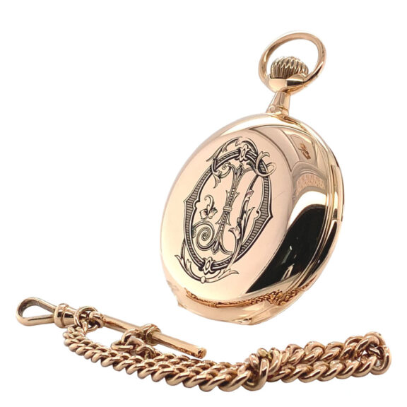 Swiss rose gold minute repeating chronograph with chain Circa 1890 Swiss rose gold minute repeating chronograph with chain Circa 1890