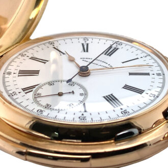 Swiss rose gold minute repeating chronograph with chain Circa 1890 Swiss rose gold minute repeating chronograph with chain Circa 1890