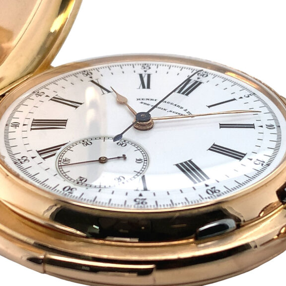 Swiss rose gold minute repeating chronograph with chain Circa 1890 Swiss rose gold minute repeating chronograph with chain Circa 1890