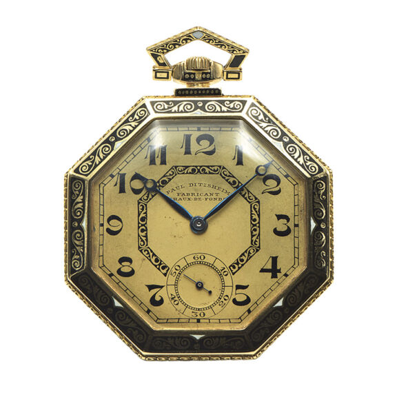Swiss gold and enamel octagonal Art Deco dress watch Circa 1920