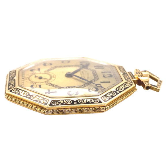 Swiss gold and enamel octagonal Art Deco dress watch Circa 1920 Swiss gold and enamel octagonal Art Deco dress watch Circa 1920