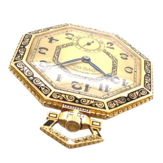 Swiss gold and enamel octagonal Art Deco dress watch Circa 1920