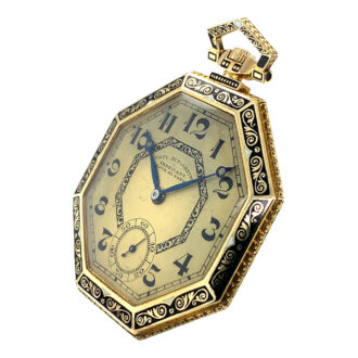 Swiss gold and enamel octagonal Art Deco dress watch Circa 1920
