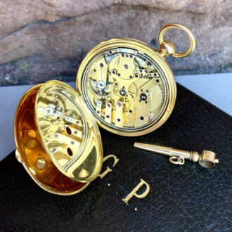 Fine French 18K gold quarter repeating lever watch Circa 1864