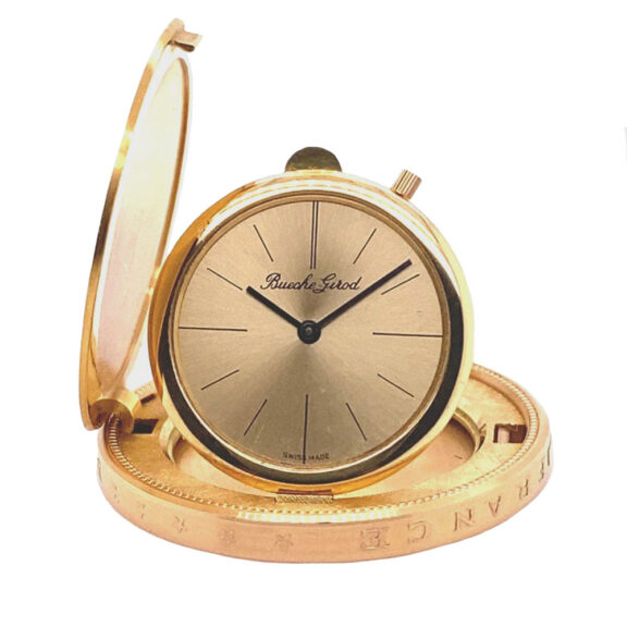Unusual French 18K gold Napoleon III 100 Francs coin watch Circa 1985 Unusual French 18K gold Napoleon III 100 Francs coin watch Circa 1985