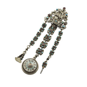 French silver ball shaped verge with chatelaine Circa 1780/1870