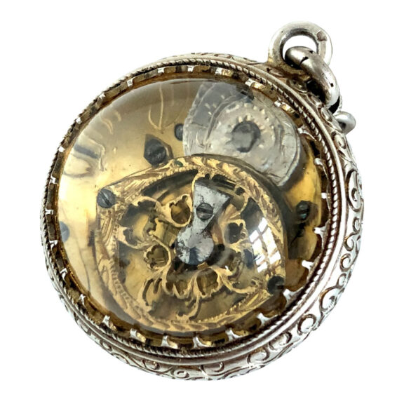 French silver ball-shaped verge with chatelaine Circa 1780/1870 French silver ball-shaped verge with chatelaine Circa 1780/1870