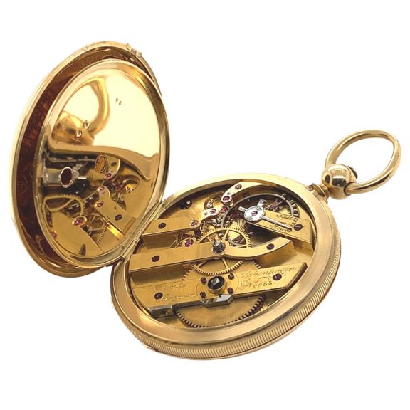 Danish/Swiss 18K gold hunting cased lever watch Circa 1851 Danish/Swiss 18K gold hunting cased lever watch Circa 1851