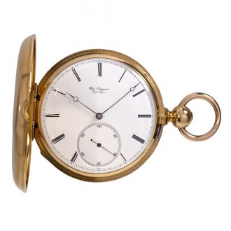 Danish/Swiss 18K gold hunting cased precision watch Circa 1857