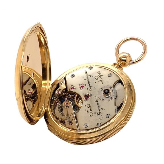 Danish/Swiss 18K gold hunting cased precision watch Circa 1857 Danish/Swiss 18K gold hunting cased precision watch Circa 1857