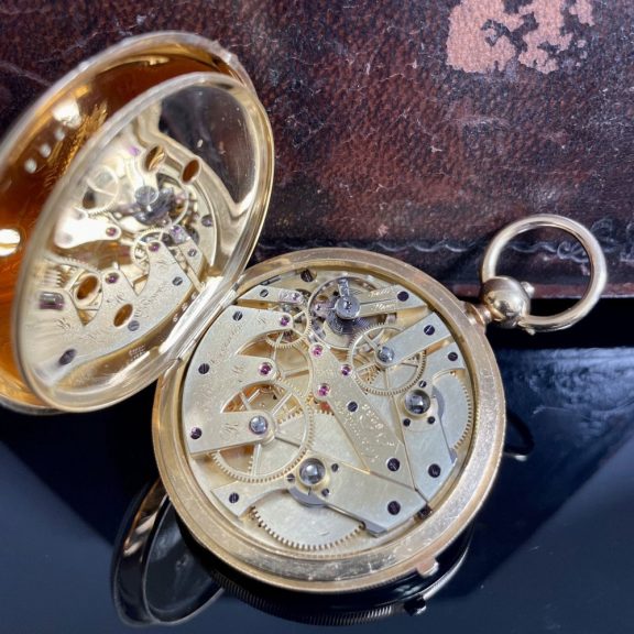 Danish/Swiss 18K gold hunting cased lever watch Circa 1849 Danish/Swiss 18K gold hunting cased lever watch Circa 1849