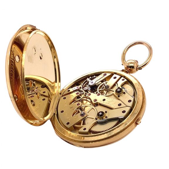 Danish/Swiss 18K gold hunting cased lever watch Circa 1849 Danish/Swiss 18K gold hunting cased lever watch Circa 1849