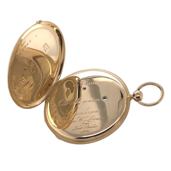 Danish/Swiss 18K gold open faced dress watch Circa 1900 Danish/Swiss 18K gold open faced dress watch Circa 1900