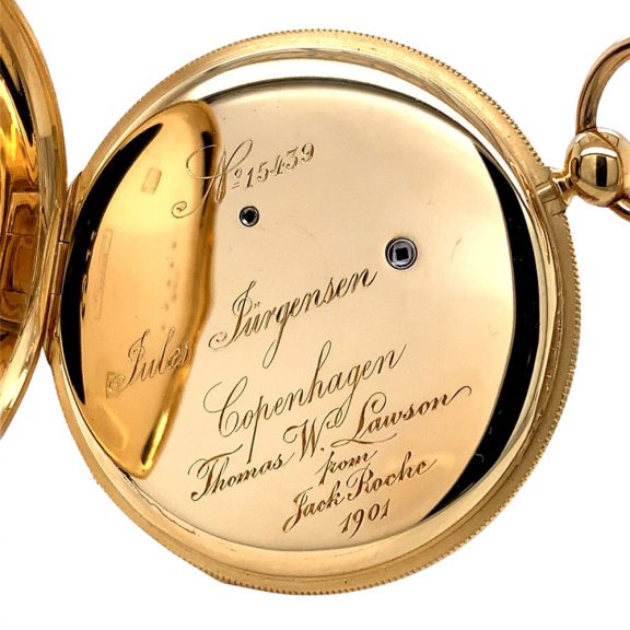 Danish/Swiss 18K gold open faced dress watch Circa 1900 Danish/Swiss 18K gold open faced dress watch Circa 1900