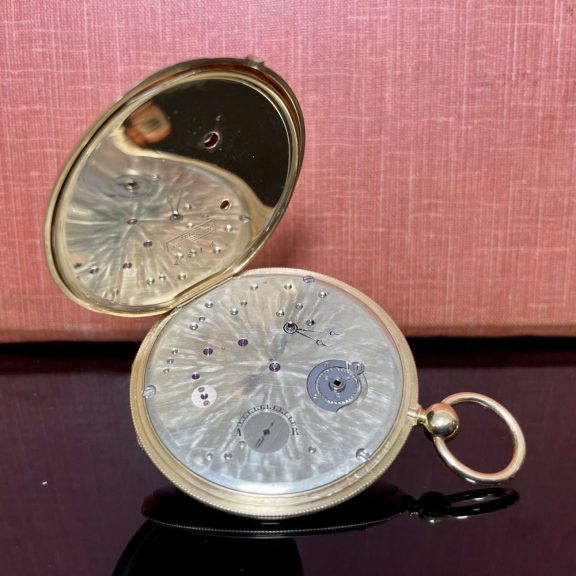 Danish/Swiss 18K gold open faced dress watch Circa 1900 Danish/Swiss 18K gold open faced dress watch Circa 1900