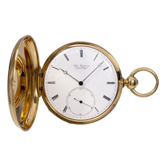 Early Danish/Swiss gold hunting cased lever watch Circa 1853