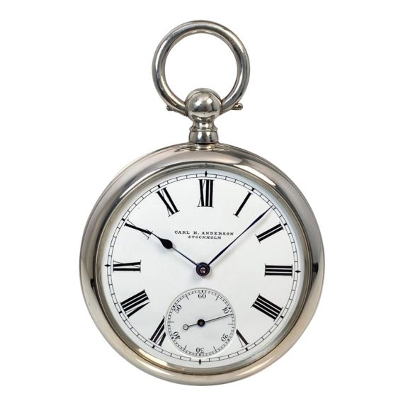 Swedish silver open faced precision pocket watch Circa 1915