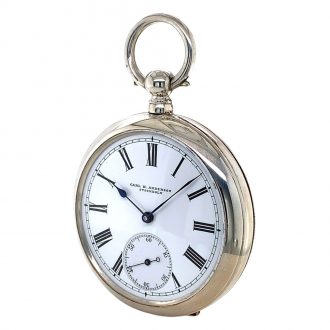 Swedish silver open faced precision pocket watch Circa 1915