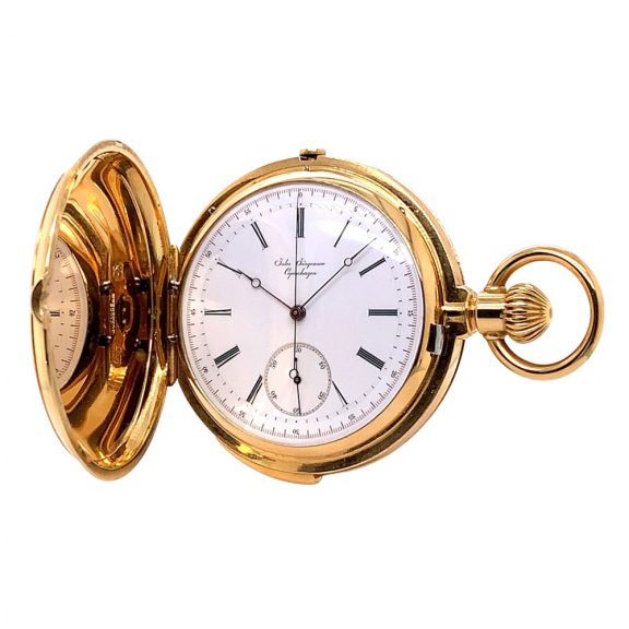 Danish/Swiss gold five-minute repeating lever chronograph Circa 1873 Danish/Swiss gold five-minute repeating lever chronograph Circa 1873