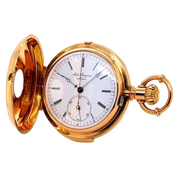 Danish/Swiss gold half-hunting cased lever chronograph Circa 1887 Danish/Swiss gold half-hunting cased lever chronograph Circa 1887