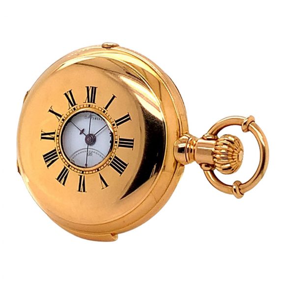 Danish/Swiss gold half-hunting cased lever chronograph Circa 1887