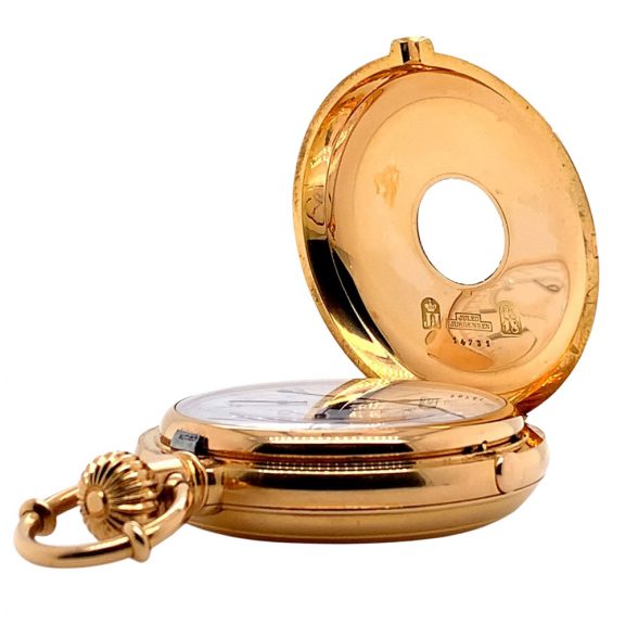 Danish/Swiss gold half-hunting cased lever chronograph Circa 1887 Danish/Swiss gold half-hunting cased lever chronograph Circa 1887