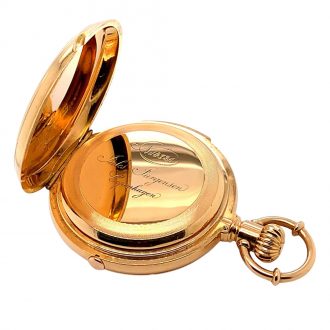 Danish/Swiss gold half-hunting cased lever chronograph Circa 1887
