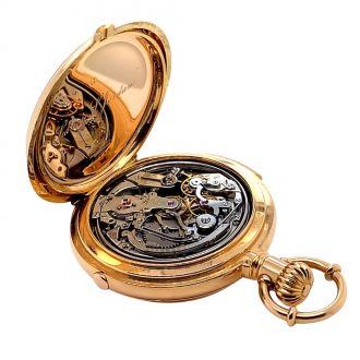 Danish/Swiss gold half-hunting cased lever chronograph Circa 1887
