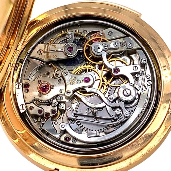 Danish/Swiss gold half-hunting cased lever chronograph Circa 1887 Danish/Swiss gold half-hunting cased lever chronograph Circa 1887