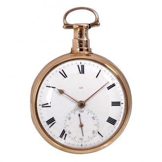 Rare English 18K rose gold open faced pocket watch Circa 1812