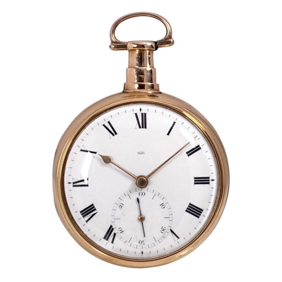 Rare English 18K rose gold open faced pocket watch Circa 1812