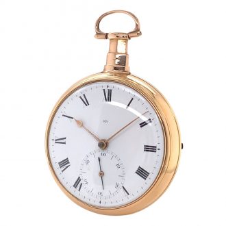 Rare English 18K rose gold open faced pocket watch Circa 1812