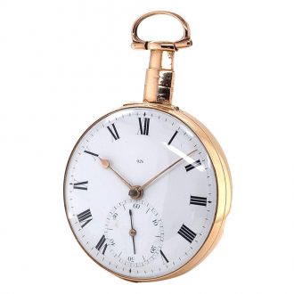 Rare English 18K rose gold open faced pocket watch Circa 1812