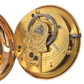 Rare English 18K rose gold open faced pocket watch Circa 1812